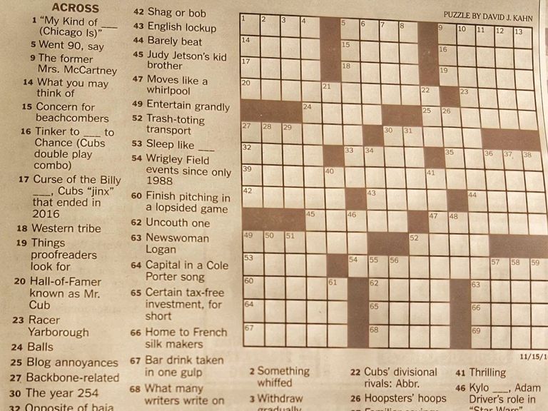 Cubs take over New York Times' crossword puzzle