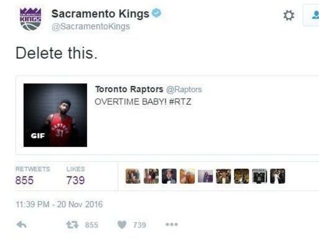 Raptors jump the gun with OT tweet, Kings Twitter wants it removed