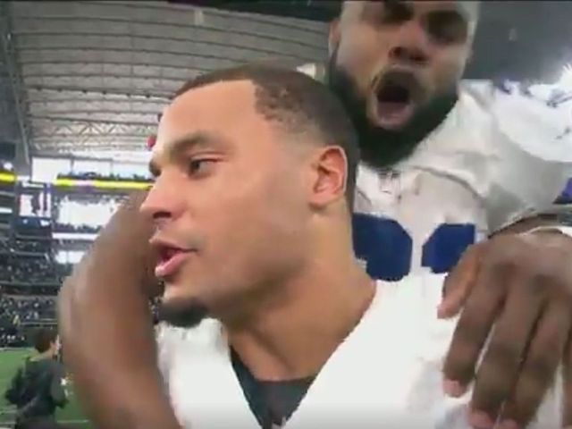 Elliott jumps in on Prescott's postgame interview