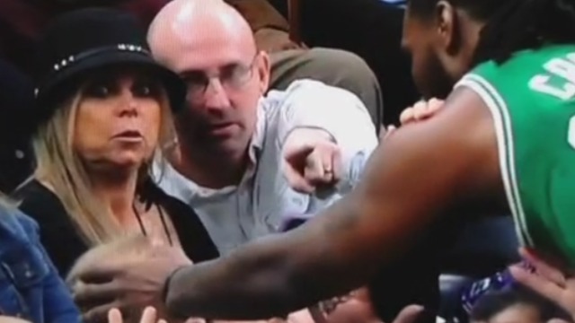 Jae Crowder nearly crashes into courtside infant