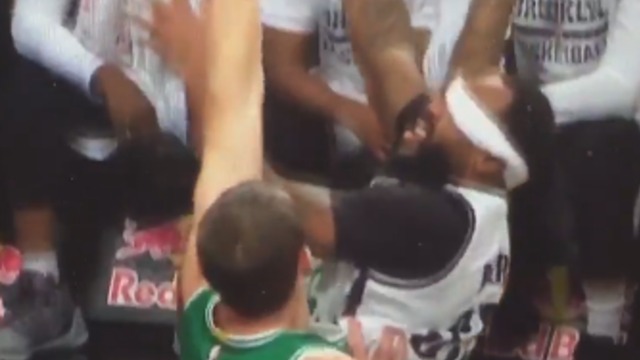 Trevor Booker tries blindfolded layup over 2 defenders