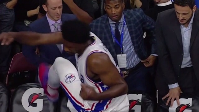 Embiid kicks chair after minutes limit keeps him out of 2nd OT