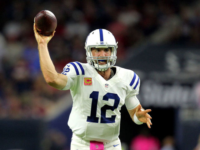 Report: Luck throwing weighted balls as part of rehab