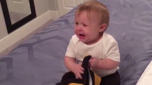Baby has fit when parents try to take Sidney Crosby jersey