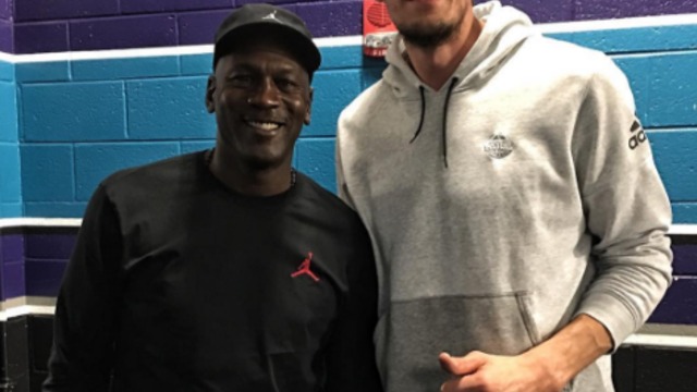 Pistons' Marjanovic towers over Michael Jordan