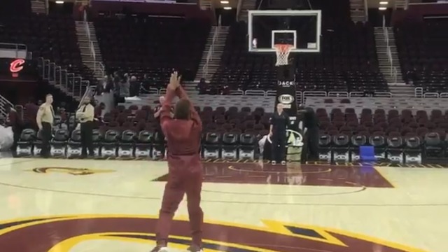 LeBron James Jr. casually swishes half-court shot