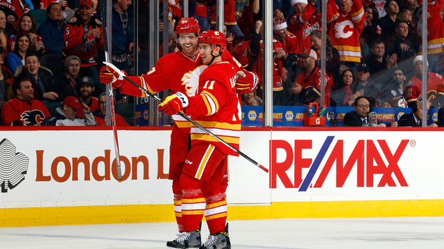Hamilton scores twice, Flames take 1st in Pacific with 6th straight win