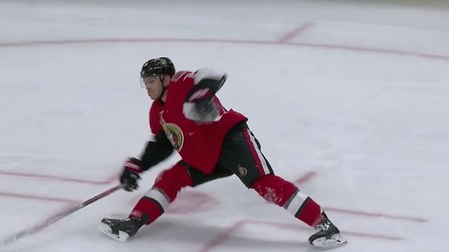 Senators' Borowiecki loses skate blade with hilarious results