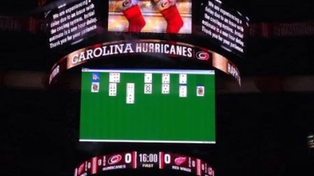 Hurricanes put game of solitaire on video board during delay