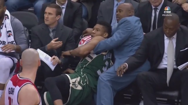 Markieff sends Giannis flying into Wizards' bench