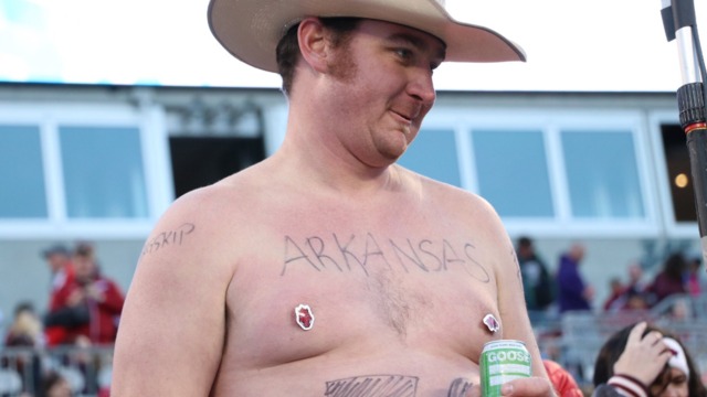 Dan Skipper's topless brother is the best Arkansas fan