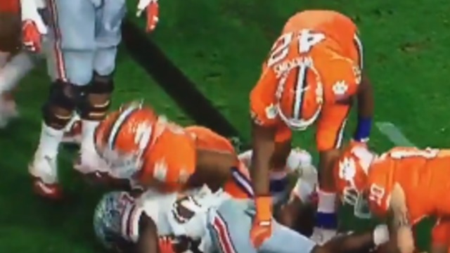 Clemson's Wilkins gets handsy with opponent's nether regions