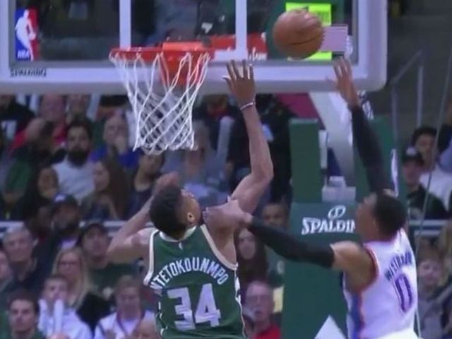 Westbrook gets up for layup, Greek Freak gets higher for denial