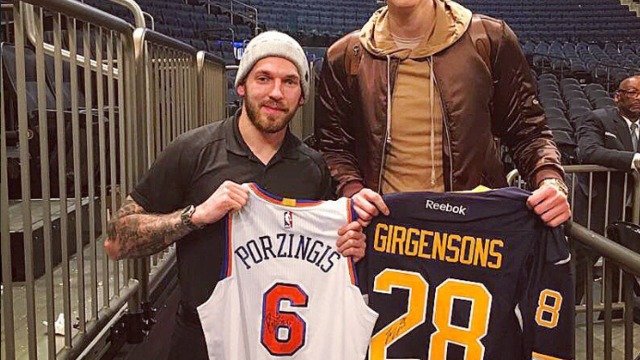 Porzingis, Girgensons meet in show of Latvian force
