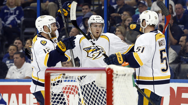 Predators' Sissons scores hat trick in win over Lightning