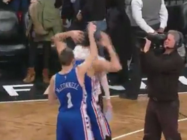 76ers' Saric swears on live TV after teammate's ice shower