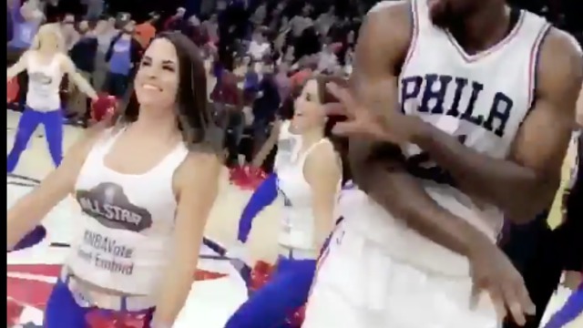 Watch: Embiid continues his #NBAVote campaign with Sixers dancers