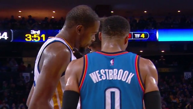 Watch: Durant, Westbrook appear to talk to each other