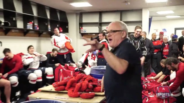 Johansson's dad busts a move in locker room after Capitals win