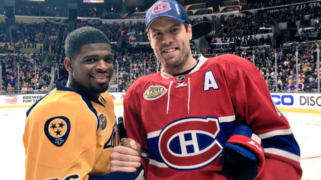 Subban, Weber pose for photo at All-Star Skills Competition