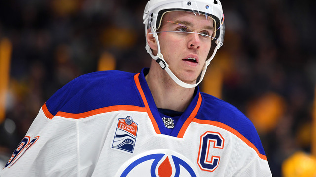 Watch: McDavid roofs backhander while harassed on breakaway