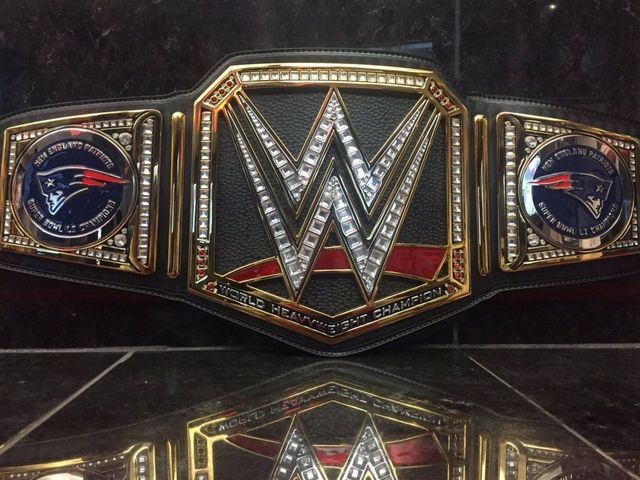 Patriots receiving custom-plated title belt from WWE