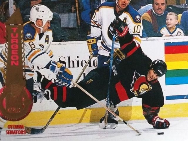 Kane matches Sylvain Turgeon, whose hockey card he photobombed as a kid