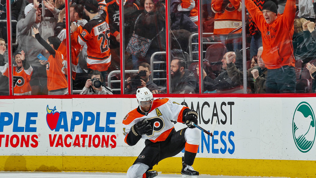 Watch: Simmonds scores OT winner after stealing puck from Burns