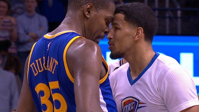 Roberson, Durant lock horns after KD takes exception to foul