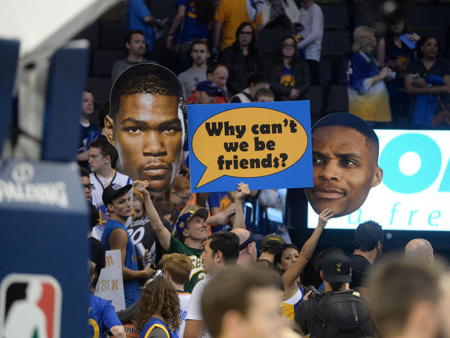 Watch: Westbrook, Durant have heated exchange