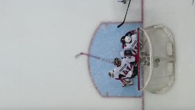 Watch: Kadri scores off Dzingel's head