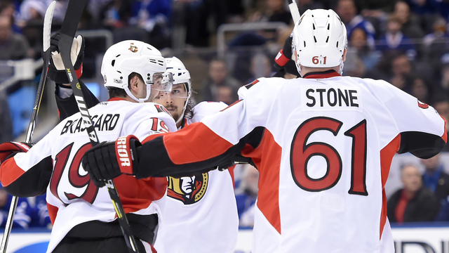 Stone's 5-point night downs Leafs as Sens close in on Habs