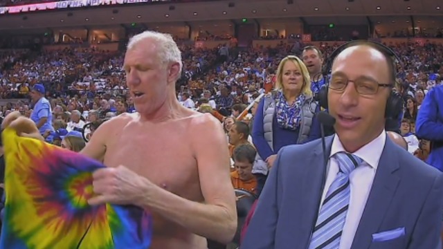 Bill Walton goes topless during Texas-Kansas broadcast