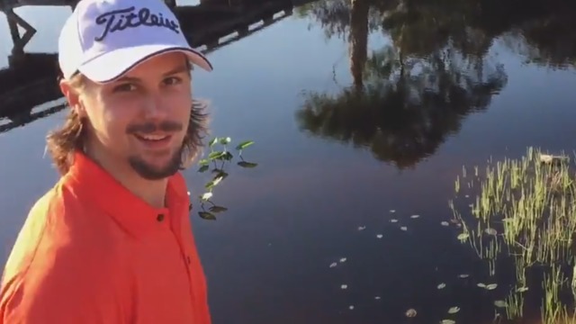 Vacationing Karlsson freaks when gator splashes at golf course