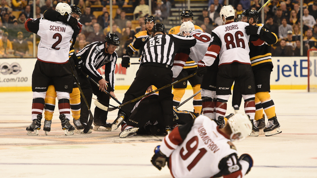 Burmistrov stretchered off ice after hit from Colin Miller