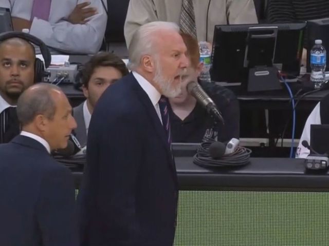 Watch: Popovich no longer even using words in in-game interview