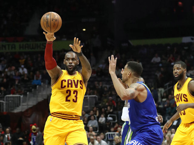 Watch: LeBron nails one-legged 3, fades out of bounds