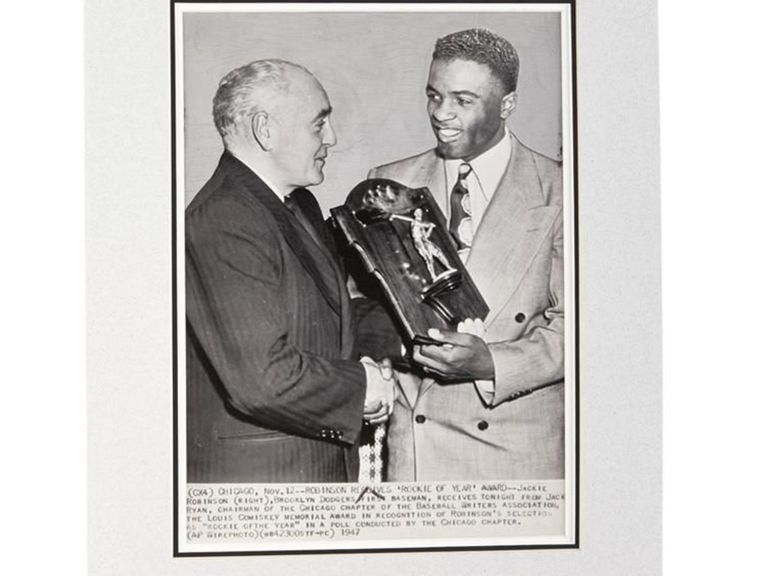 The Jackie Robinson Award trophy presented to the National League