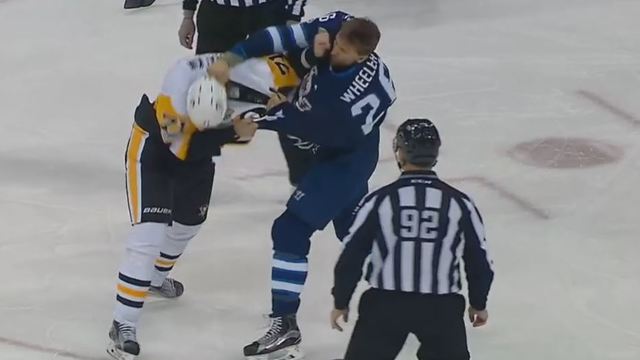 Malkin, Wheeler settle score by dropping gloves