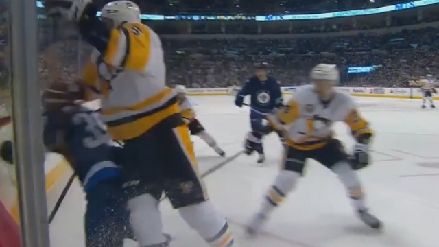 Penguins' Sestito ejected for hitting Jets' Enstrom from behind