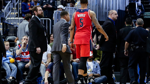 Morris denies he intentionally kicked Plumlee in groin