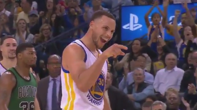 Watch: Curry smack talks Jaylen Brown after buzzer-beating 3