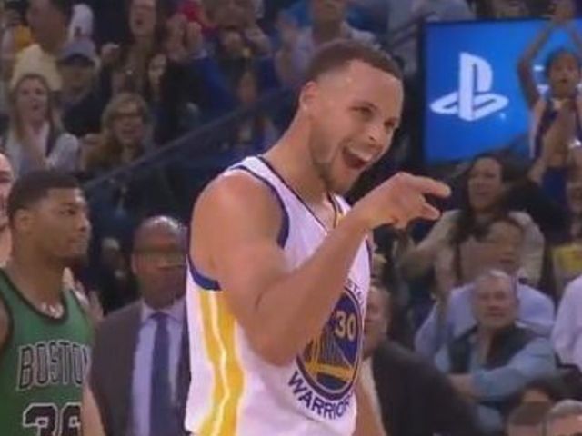 Watch: Curry smack talks Jaylen Brown after buzzer-beating 3