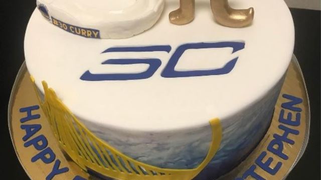 Stephen Curry's birthday cake features mouthguard, pi symbol