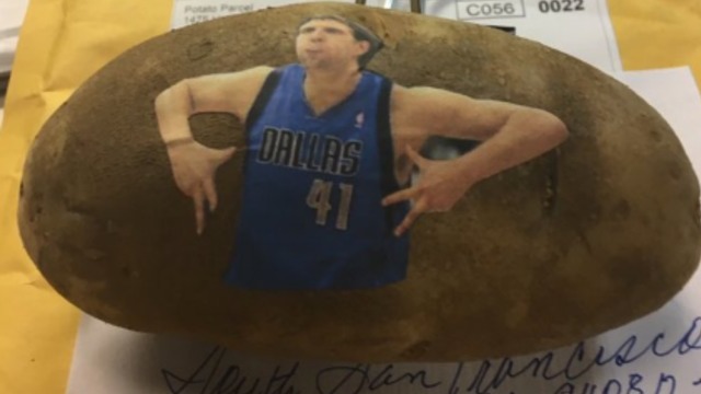 Someone mailed Dirk Nowitzki a Dirk Nowitzki potato
