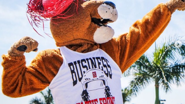 Panthers celebrating Mullet March with Jagr tank tops