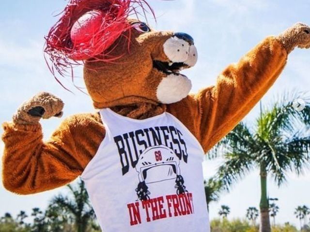 Panthers celebrating Mullet March with Jagr tank tops