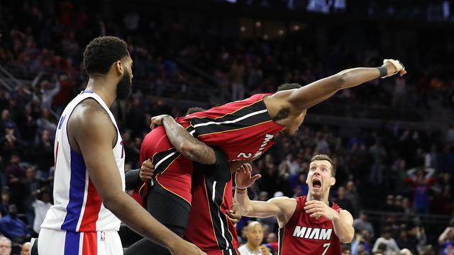 Watch: Whiteside beats Pistons at the buzzer to keep Heat in 8th