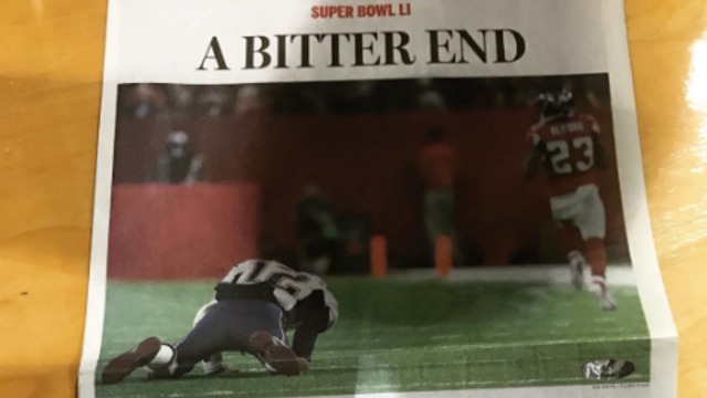 Brady pokes fun at early edition Super Bowl newspaper for April Fools