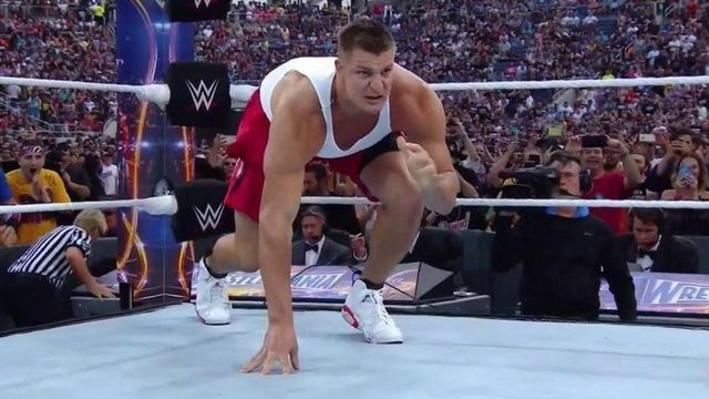 Watch: Gronkowski makes presence felt in WrestleMania battle royal